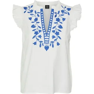 Vero Moda Vacation ärmellose Bluse Weiß/Blau XS