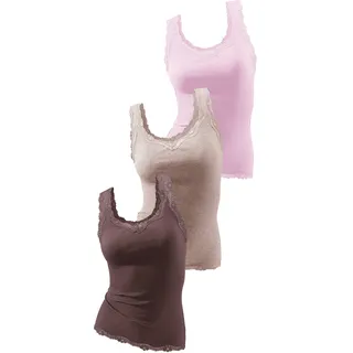 H.I.S. H.I.S Spitzentop »aus Feinripp« 3er-Pack, aus weicher Baumwoll-Qualität, rosegold