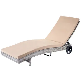 MCW Sonnenliege Grau, Beige , Kunststoff , 60x91x205 cm , Gartenmöbel, Gartenliegen