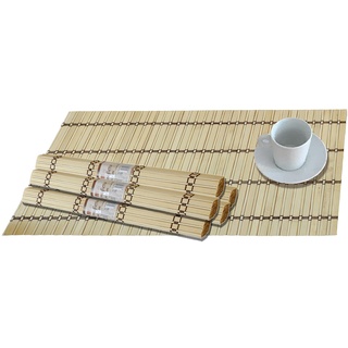 6er Set Tischsets Platzsets Amerikanische Bambusholz Bambus 30 x 40 cm beige