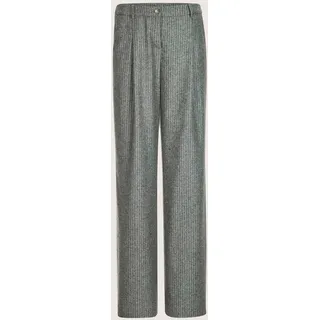 Bundfaltenhose MADELEINE "Flanellhose Flanellhose mit weitem Bein", Damen, Gr. 20, N + K Gr, weiß (bleigrau, wollweiß, melange), Obermaterial: 67% Wolle mw. 30% Polyamid PA. 3% sonstige Fasern AF., Hosen Bundfaltenhose
