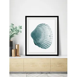 Bild QUEENCE "Leon", blau (farbe rahmen: schwarz, farbe bild(er): blau), B:50cm H:70cm, Acrylglas, Holz, Papier, Bilder, Bild, HD Premium Poster-Druck inkl. Holzrahmen