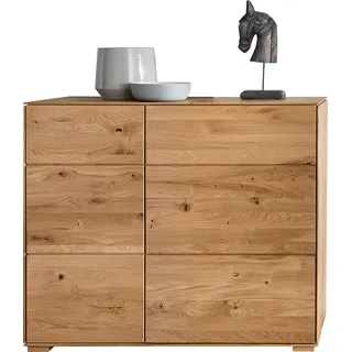 Sideboard 98cm, stehend oder hängend, Wildeiche massiv geölt, WYNDHAM-69 - Braun