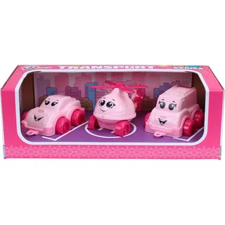 TechnoK Spielzeugautos Auto Bus Hubschrauber pink - Rosa