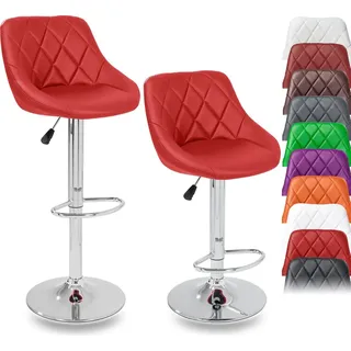 TRESKO 2er Set Barhocker Barstuhl 360° Frei Drehbar Sitzhöhenverstellung 60-80cm - Rot