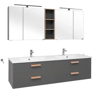 Dieter Knoll Badezimmer , Grau, Eiche Artisan , Holz , Eiche , massiv , 8 Fächer , 4,4 Schubladen , 185 cm , Made in Germany , hängend, individuell planbar, Zusatzausstattung erhältlich, erweiterbar, Typenvielfalt , Badezimmer, Badmöbelsets & Badmöbelserien, Badmöbel-Sets