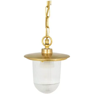 Licht-Erlebnisse Eirene Pendelleuchte Außen E27 Messing Glas IP44 Veranda
