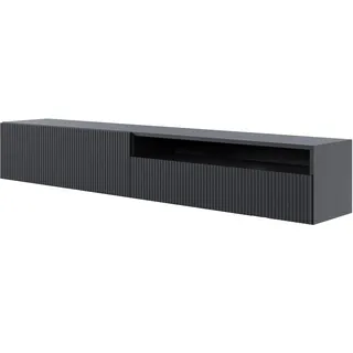 Selsey TV Schrank Board Sideboard Fernsehtisch Fernsehschrank 175 cm Hängend Mit Offenem Fach Gefräste Front Schwarz Veldio