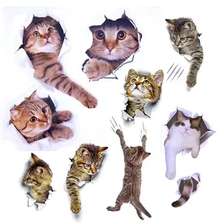 Paizizi Katzen Aufkleber Wand 3D Abnehmbare Wandtattoo für Auto Fenster Toilette Badezimmer Schlafzimmer Kinderzimmer Küche Wand Dekor