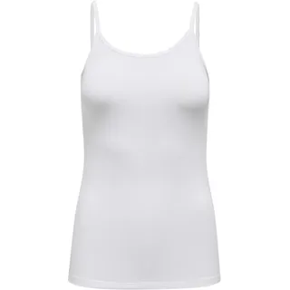 Spaghettitop JDY "JDYMILA S/L SINGLET TOP JRS NOOS", Damen, Gr. S, weiß, Jersey, Obermaterial: 96% Viskose, 4% Elasthan, unifarben, regular fit normal, Rundhals, Tops Spaghettitop