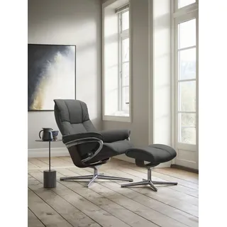 Stressless® Relaxsessel »Mayfair«, (Set, Relaxsessel mit Hocker), mit Hocker, mit Cross Base, Größe S, M & L, Holzakzent Wenge grau