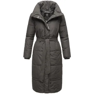 Navahoo Damen Wintermantel Warmer Steppmantel extralang mit Gürtel Mirenaa Anthracite Gr. XL - XL