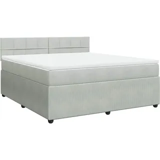 vidaXL Boxspringbett mit Matratze Hellgrau 180x200 cm Samt