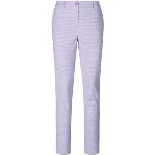 Stoffhose MADELEINE "Hose Jacquard-Hose mit Unikat-Dessin", Damen, Gr. 34, N + K Gr, lila (lavendel, weiß), Obermaterial: 59% Baumwolle CO. 37% Polyamid PA. 4% Elasthan EL., Modern, Hosen Stoffhose