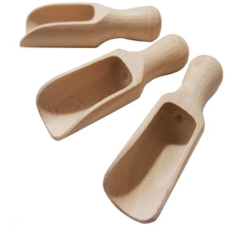 EFO Klein Schaufel – Schaufel Holz - Löffel Holz – Gewürzlöffel Mini – Messlöffel – Löffel Holzgriff – Messschaufel – Salzlöffel Holz 3-er Set – 10 cm