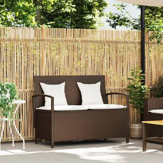 vidaXL Gartenbank mit Stauraum und Kissen Braun Poly Rattan - Braun