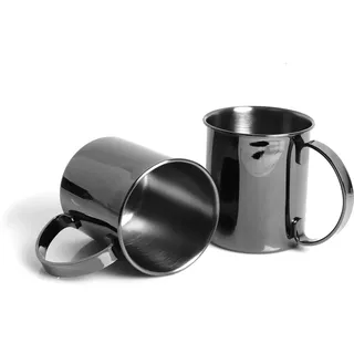 Echtwerk 2-teiliges Kupferbecher-Set, Bruchsichere Edelstahl-Gläser, Cocktail-Set, Cocktailgläser perfekt für Gin, Vodka, Bier und Kaltgetränke, Geschenkset, Black-Edition, 1000 ml