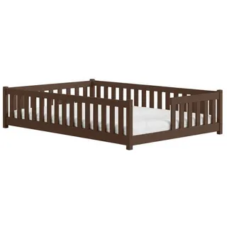 Kids Collective Jugendbett Bodenbett 140 x 200 cm Kiefer massiv braun Zartbitterschokolade - Dunkelbraun