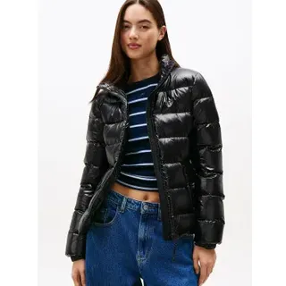 Tommy Jeans für Damen. DW0DW21618 Schwarzer Puffermantel (L), Lässig, Nachhaltig, Recyceltes Nylon
