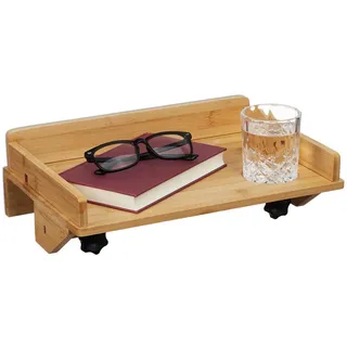Relaxdays Bettablage , Hellbraun , Holz , 36x11.5x24.5 cm , Schlafzimmer, Nachtkästchen