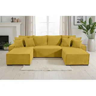Collection AB Wohnlandschaft Polyester U-Form 3-Sitzer terracotta