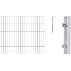 Alberts 653699 Doppelstabmattenzaun als 8 tlg. Zaun-Komplettset | verschiedene Längen und Höhen | feuerverzinkt | Höhe 100 cm | Länge 6 m