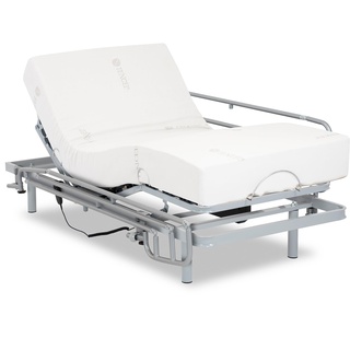 Gerialife - Lattenrost elektrisch verstellbar | Orthopädische matratze 20 cm. Visco Tencel (80x200, Kabelsteuerung + Geländer)