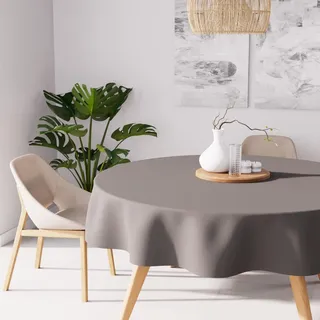 Soleil d'ocre Alix Tischdecke, schmutzabweisend, rund, Mokka, Polyester, braun, Diametre 180 cm