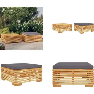 vidaXL 2 tlg. Garten Lounge Set Massivholz Teak - Garten-Lounge-Set - Garten-Lounge-Sets - Lounge-Set - Outdoor-Lounge-Set - Grau