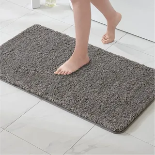 MIULEE Badematte Weiche Badteppich rutschfest Badvorleger Fußmatte Badzimmermatte Bettvorleger Flauschig Teppich Badezimmerteppich Duschmatte für Bade & Wohnzimmer Schlafzimmer 70x120 cm Grau