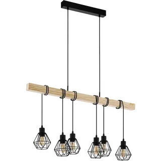 EGLO Townshend 6-flg. 100 cm rund schwarz-braun Holz Metall