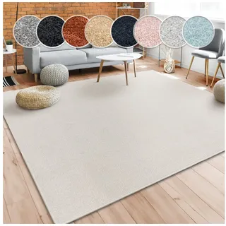 Paco Home - Teppich Für Wohnzimmer Einfarbig Kurzflor Schlicht Und Modern, In Creme 280x380 cm