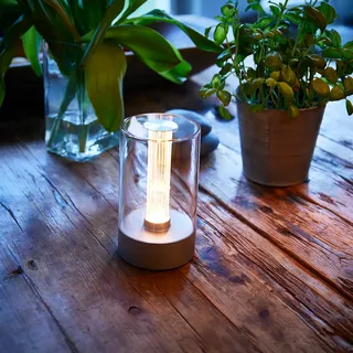 LED Akku Design Tischlampe Tischleuchte mit Glühdraht 1800mAh Silber - Silber