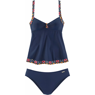 Tankini LASCANA, Damen, Gr. 46, Cup E, bunt (marine, hummer), Polyamid, Print-Einsatz, bedruckt, gemustert, unifarben, Bikini-Sets Tankini, mit eingearbeiteten Softcups, verstellbare Träger
