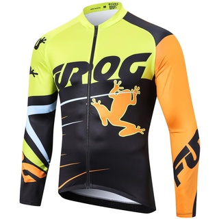 UGLY FROG Radtrikot Fahrradtrikot Langarm Männer, Schnell Trocknen Radsport Bekleidung Voller Reißverschluss mit 3 Taschen Polyester 88%+Spandex 12% L