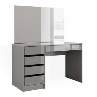 Vicco Schminktisch Sherry Grau 120 cm , Holzwerkstoff , 5 Fächer , 5 Schubladen , Rechteckig,Rechteckig , 120x75x55 cm , Schlafzimmer, Schminktische