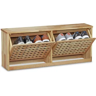 Relaxdays Schuhkipper 94 x 38 x 20 cm Walnuss / natur