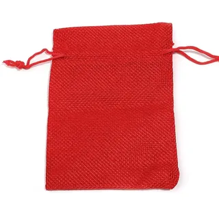 Hrlace 10 Stück Jutesäckchen Bunte Natur Säckchen mit Kordelzug Jutebeutel Partygeschenkbeutel Sackleinenbeutel Leinen Säckchen für Adventskalender Schmuck Gastgeschenke Rot 7x9cm