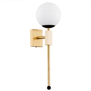 Wandleuchte , Schwarz, Weiß, Goldfarben , Metall, Glas , Kugel , 15x12x40.5 cm , Ce , Lampen & Leuchten, Leuchtenserien