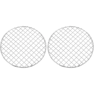 QUARKZMAN 2 Stück Rundes Kochgitter, Durchmesser 7,1 Zoll Edelstahl Grillrost Kreuzdraht Barbecue Grill für Kochen Backen Air Fryer Racks, Silber