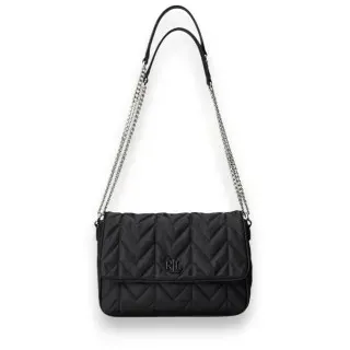 Lauren Ralph Lauren für Damen. 431P04319003 Stevie mittelgroße gepolsterte Umhängetasche schwarz (OSFA), Lässig, Recyceltes Nylon
