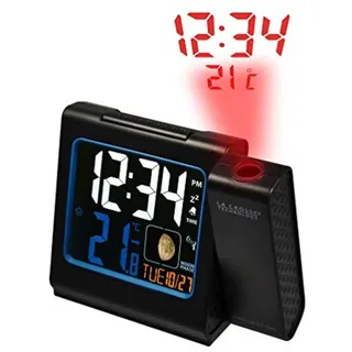 LA CROSSE TECHNOLOGY - WT551 -BLA Funkwecker, mit Projektion in Rot, farbiges LCD-Display, Schwarz 173945