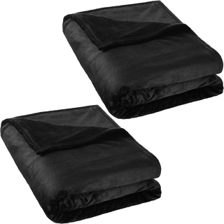 Tectake tectake® 2er Set Kuscheldecke, 220 x 240 cm, warm, inklusive Tragetasche