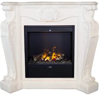 Xaralyn Wasserdampf-Kamin - Louis EAL-W - weiß Naturstein - 1500 Watt Heizung - mit Fernbedienung - Opti-Myst Elektrokamin - Kaminsims inklusive Einbaukamin - Dekokamin