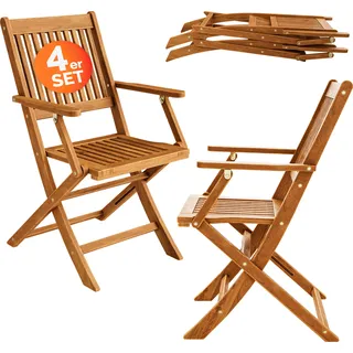 CASARIA® 4er Set Gartenstuhl Balkonstuhl Holz Sydney FSC®-zertifiziert Akazie Klappbar 160kg Belastbar 56x54cm Garten Balkon Terrasse Klappstuhl Hochlehner Braun - Braun