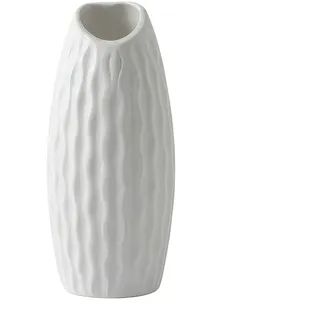 Geriffelte Keramikvasen, klein, dekorative Blumenvase für minimalistische, moderne Wohnkultur (weiß)
