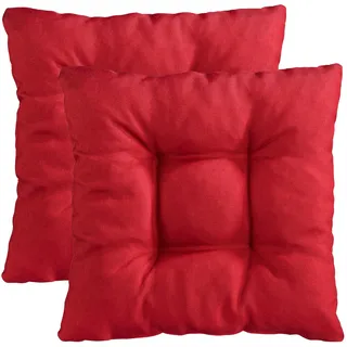 Traumnacht Stuhlkissen Cozy 2er Set, Bequeme Sitzkissen für Gartenstuhl, Küche oder Esszimmer, Indoor u. Outdoor, 38 x 38 x 6 cm, rot