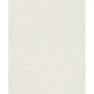 Rasch Tapete 340914 - Weiße Papiertapete mit Relief-Struktur und Putz-Optik - 10,05m x 0,53m (LxB)