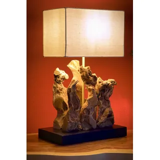 Treibholz Tischlampe Wurzel Lampenschirm Leuchte elegant rustikal natur beige