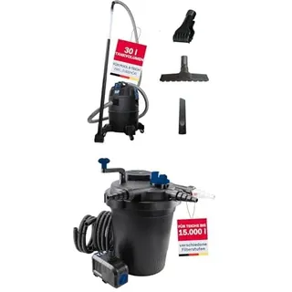 T.I.P. Teichschlammsauger Tankvolumen 30 l, Saugrohr 2m TSS 1600 K + Teichdruckfilter-Set 15.000 l Teichvolumen, 4.500 l/h Fördermenge, UV-C 13 W, inkl. Pumpe, UV-C Strahler, Schläuche, Filtermaterial